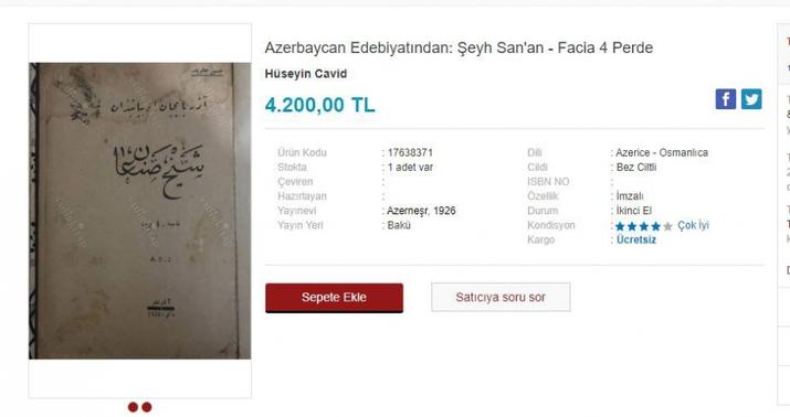 "Şeyx Sənan" pyesinin orjinal nüsxəsi satışa çıxarıldı -