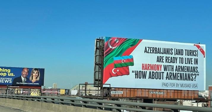 ABŞ azərbaycanlılarından ermənilərə sülh mesajı lövhəsi -