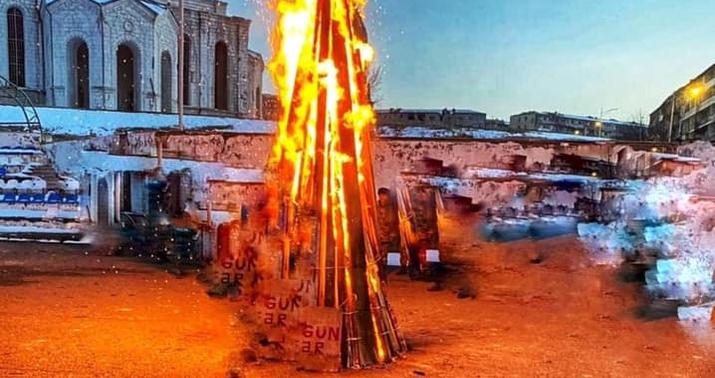 Şuşada 29 il sonra bayram tonqalı yandırıldı