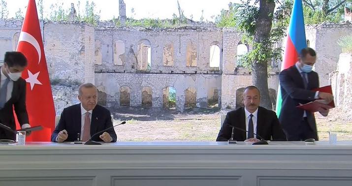 İlham Əliyevlə Ərdoğanın Şuşadakı çıxışının tam mətni -