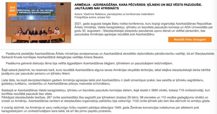 Qarabağ həqiqətləri Latviya mətbuatında