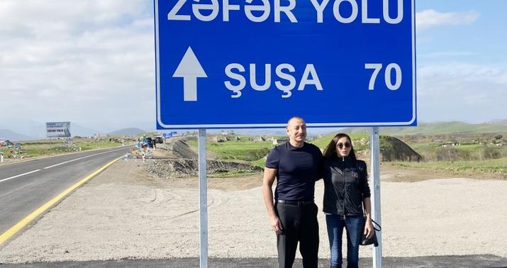 Prezident və birinci xanım Zəfər yolunun açılışında iştirak etdilər