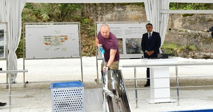 Dövlət başçısı Kəlbəcərdə İstisu sanatoriyasının təməlini qoydu -
