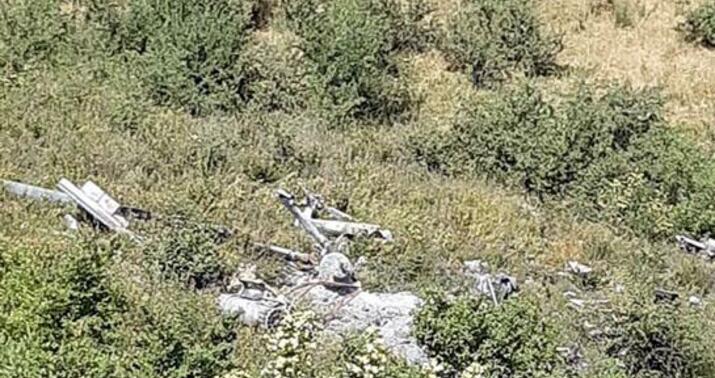 Ermənistana məxsus helikopterin qalıqlarının görüntüləri yayıldı
