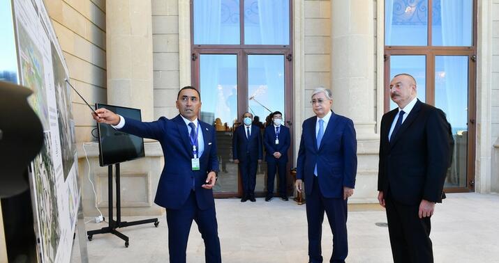 Əliyevlə Tokayev Füzulidə inşa olunacaq mərkəzin layihəsi ilə tanış oldular -