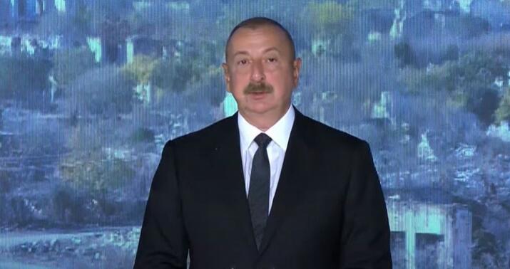 İlham Əliyev Ağdamda forumda çıxış edir -