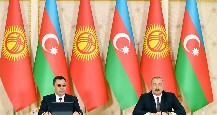 Azərbaycan və Qırğızıstan prezidentləri mətbuata bəyanatlarla çıxış etdilər