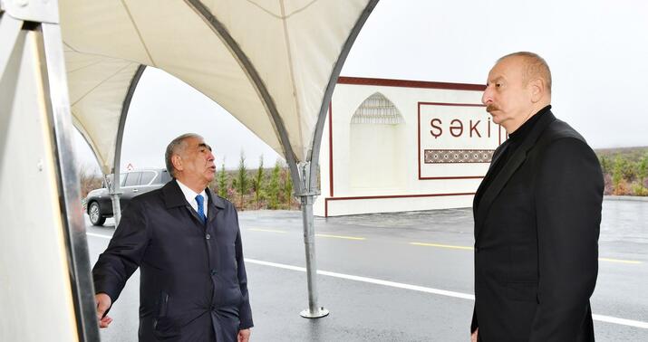 Prezident Oğuz-Şəki avtomobil yolunun açılışında -