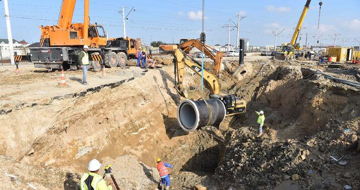 Pirşağıda kanalizasiya kollektorlarının tikintisi davam edir -