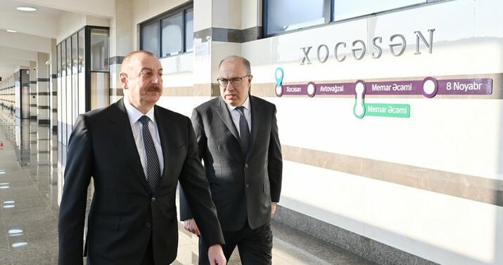 Prezident "Xocəsən" stansiyasının açılışında -