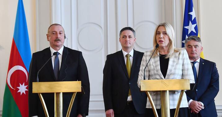 Əliyev və Tsviyanoviç mətbuata bəyanatlarla çıxış etdi -