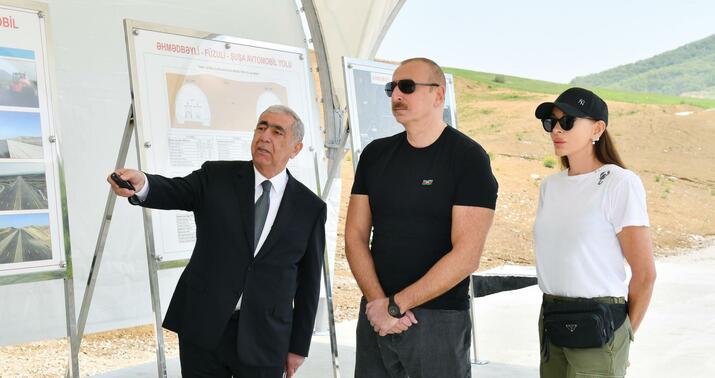 Prezident və xanımı Əhmədbəyli-Füzuli-Şuşa yolunda görülən işlərlə tanış oldu -