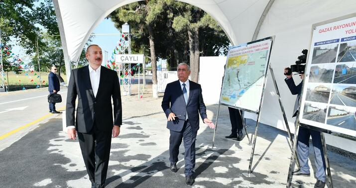 İlham Əliyev Qarapapaq-Çaylı avtomobil yolunun açılışında iştirak etdi