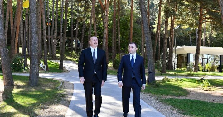 Əliyev və Qaribaşvili Heydər Əliyevin 100 illiyinə həsr edilmiş fotosərgidə -