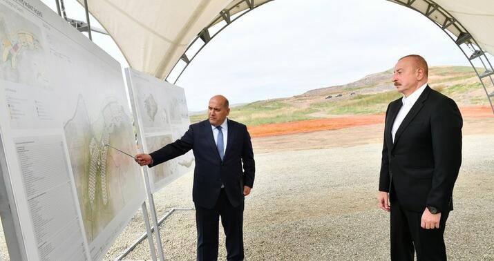 Prezident Füzulinin Cuvarlı kəndinin təməlini qoydu -