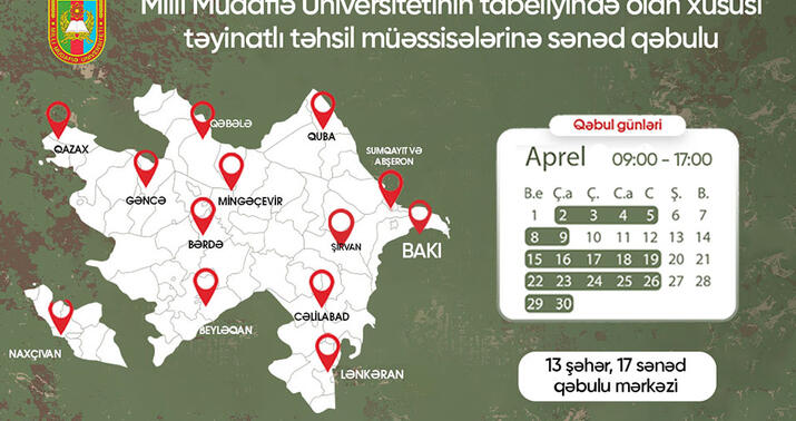 Xüsusi təyinatlı təhsil müəssisələrinə qəbul elan edildi