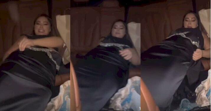 Müğənni maşında paltarını dəyişdi -