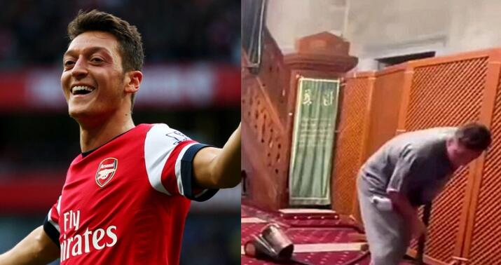 Mesut Özil məsciddə təmizlik işləri gördü