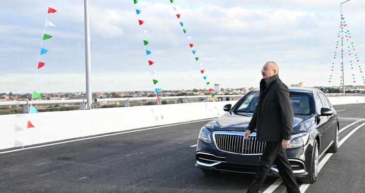 İlham Əliyev yeni avtomobil yolunun açılışında iştirak etdi -