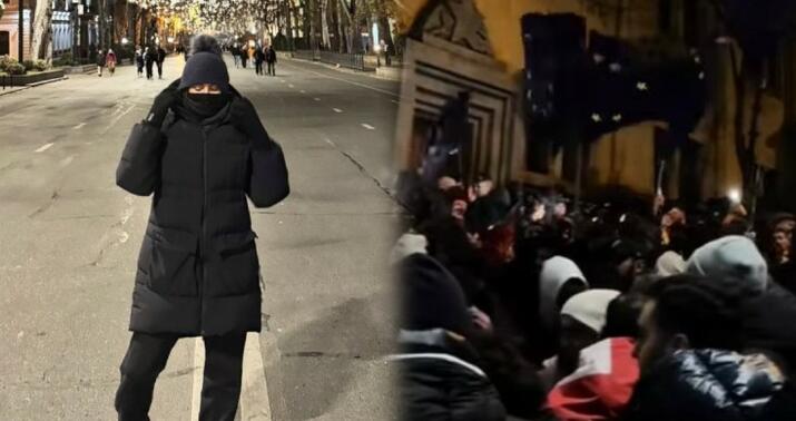 Azərbaycanlı model Tbilisidə etiraz aksiyasına qoşuldu