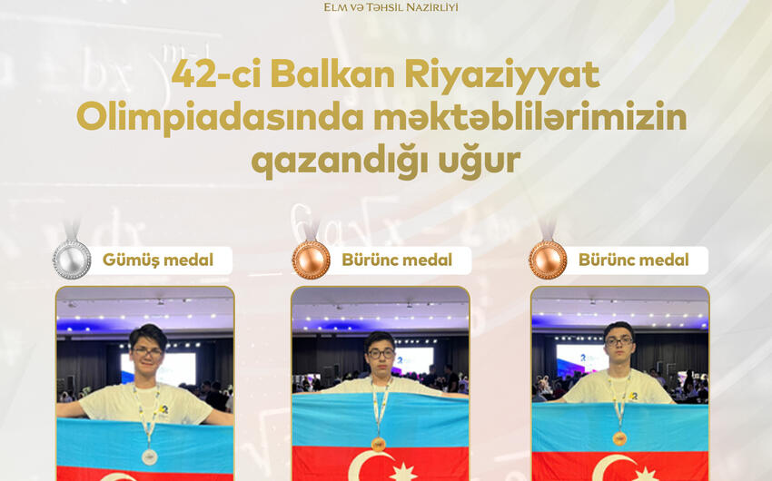 Milli komandamız Balkan Riyaziyyat Olimpiadasında 3 medal qazandı