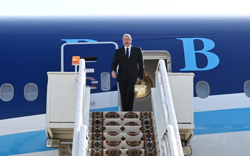 Prezident İlham Əliyev Türkmənistana işgüzar səfərə getdi -