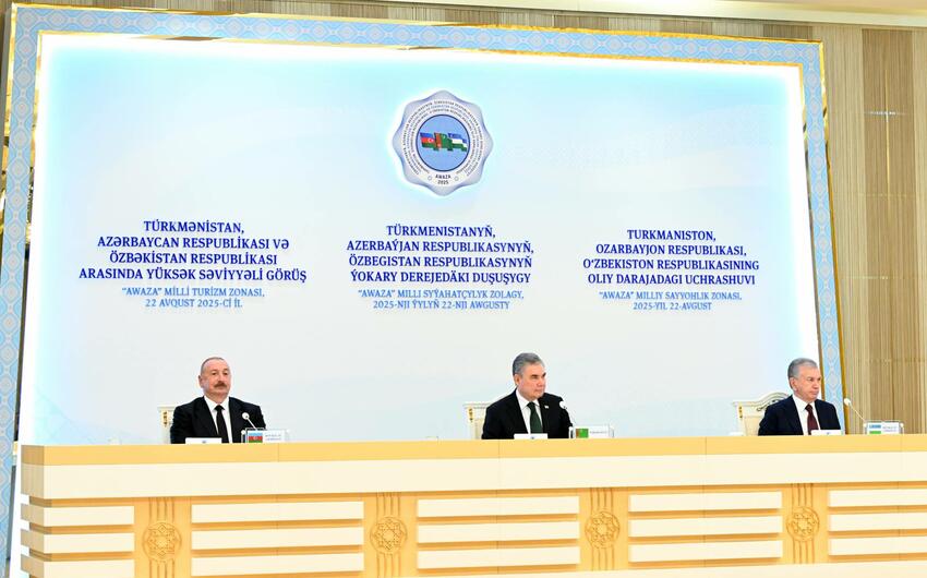 Azərbaycan, Türkmənistan və Özbəkistan liderlərinin iştirakı ilə sənədlər imzalanıb -