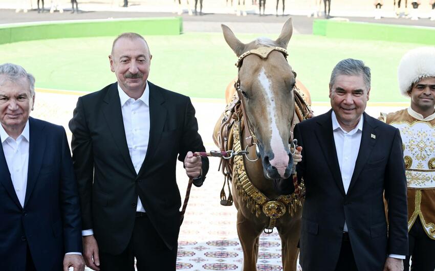 Prezident İlham Əliyevə “Axaltəkə” atı hədiyyə edildi -