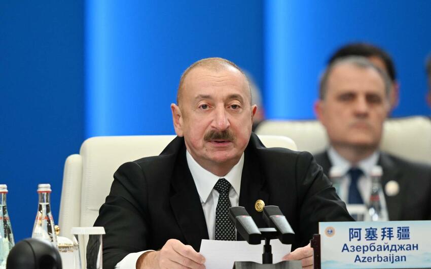 İlham Əliyev “ŞƏT plyus” formatında keçirilən görüşdə çıxış etdi -