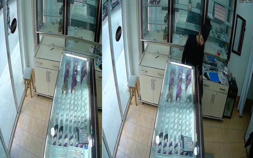 Mingəçevirdə mağazadan qızıl oğurlayan şəxs kameraya düşdü -