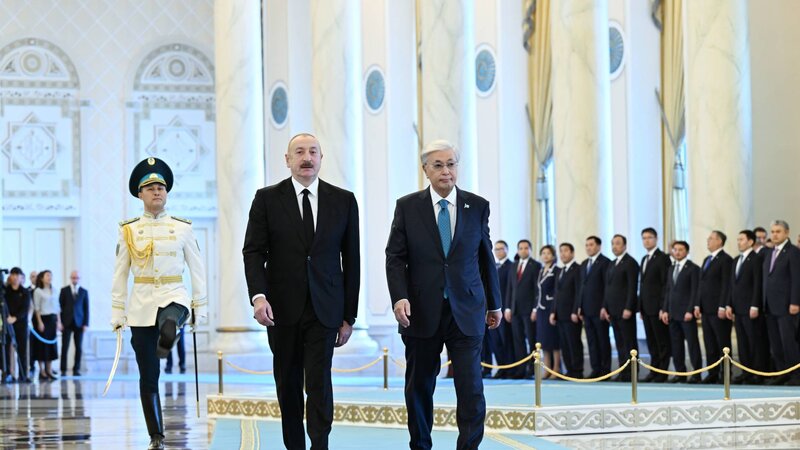 Astanada İlham Əliyevin rəsmi qarşılanma mərasimi keçirildi -