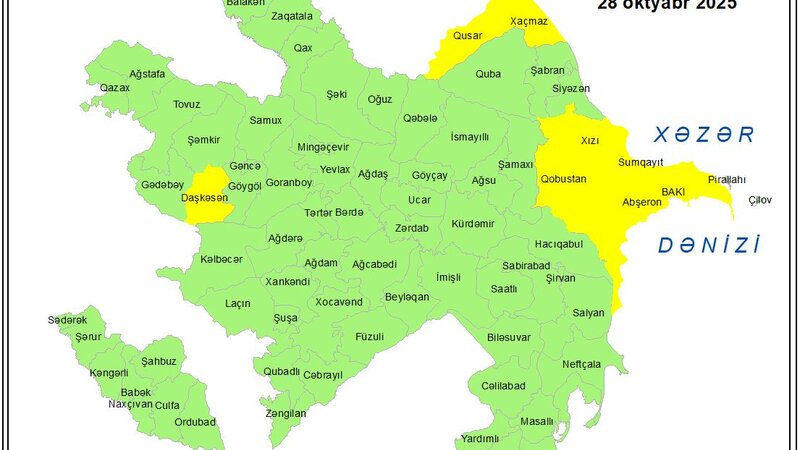 Küləkli hava şəraiti ilə bağlı sarı xəbərdarlıq verildi