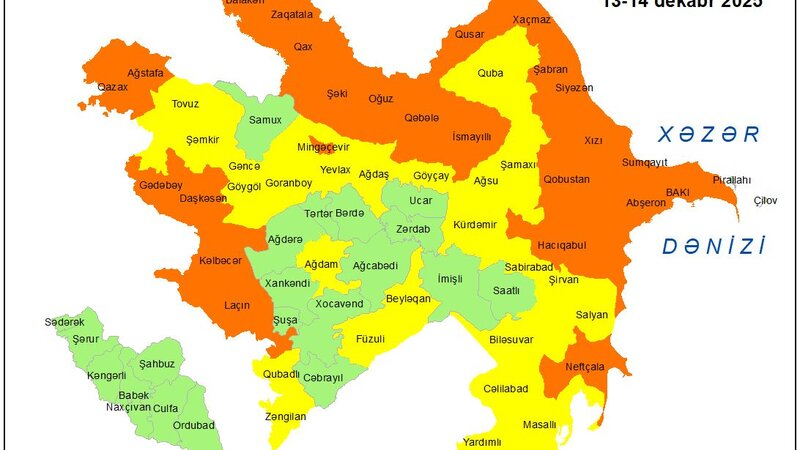 Küləkli hava şəraiti ilə bağlı sarı və narıncı xəbərdarlıq verildi