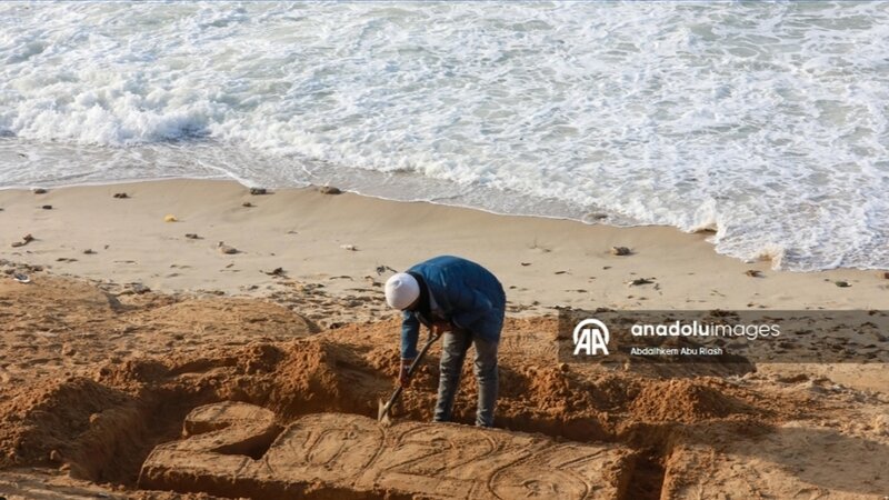 Fələstinli rəssam Qəzzada atəşkəsi belə dəstəklədi