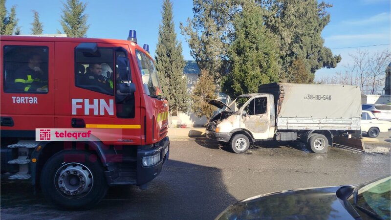 Tərtərdə yük avtomobili yandı -