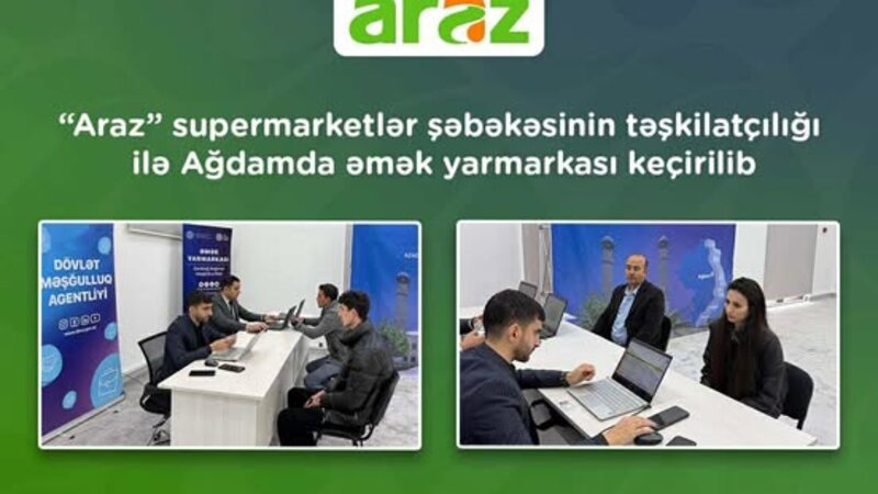 “Araz” supermarketlər şəbəkəsinin təşkilatçılığı ilə Ağdamda əmək yarmarkası keçirilib