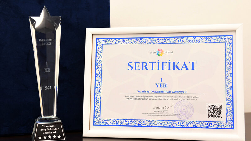 “Azərişıq” ASC “ASAN xidmət indeksi” üzrə qiymətləndirmə nəticələrinə əsasən birinci yerə layiq görülüb