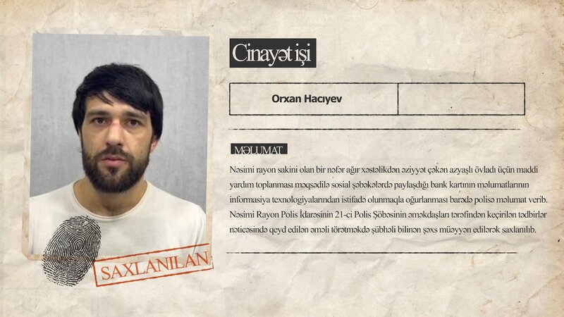 Azyaşlıya yardım məqsədilə toplanan pulu talamaqda şübhəli bilinən şəxs saxlanıldı -