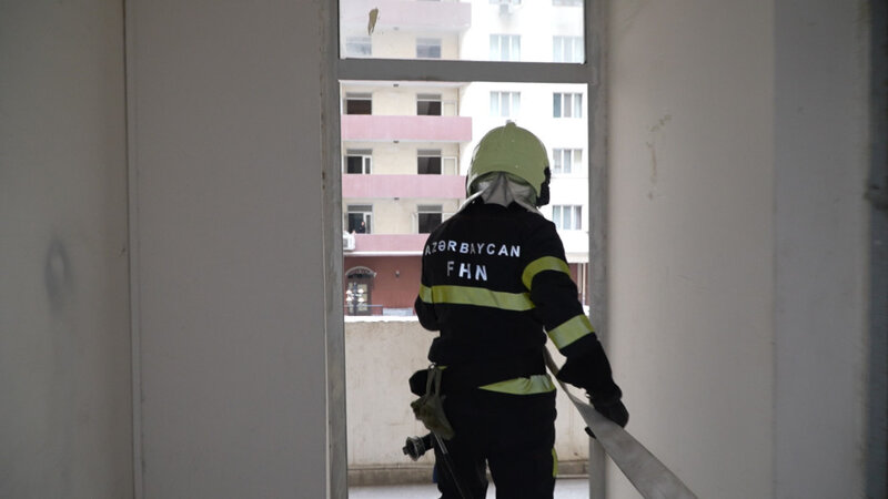 Fövqəladə Hallar Nazirliyi daha bir şərti yanğın təlimi keçirdi -