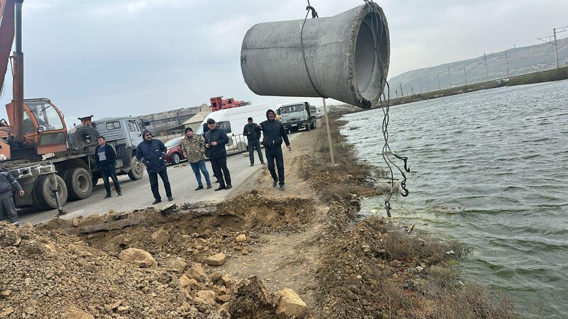 Qaradağda Puta gölünün daşmasının qarşısı alınır: