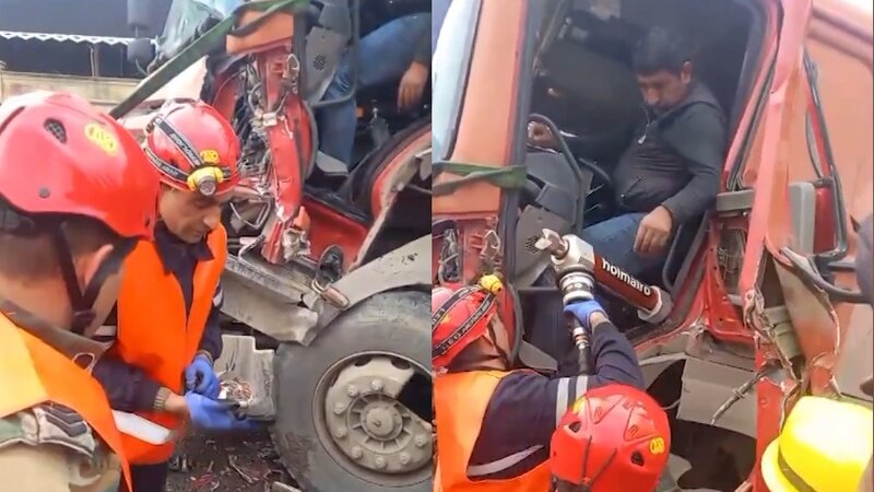 FHN avtomobildə sıxılı vəziyyətdə qalan şəxsi xilas etdi -