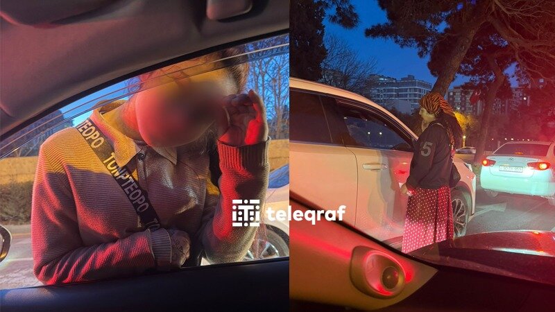 Bakının mərkəzində dilənçilər sürücülərə aman vermir - FOTOLAR