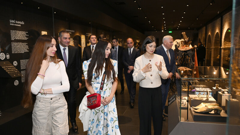 Leyla Əliyeva və Arzu Əliyeva Şəkidə tarixi-memarlıq abidələrinin bərpadan sonra açılışında iştirak etdilər