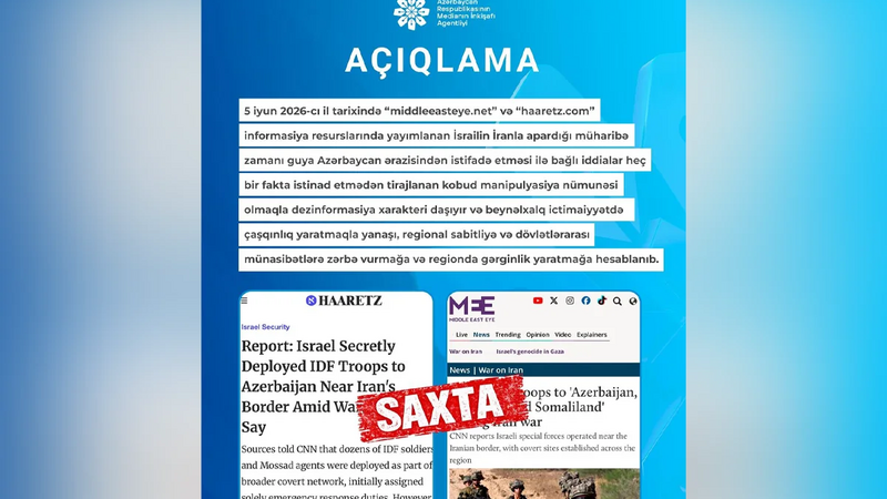 MEDİA: İsrail-İran müharibəsində Azərbaycan ərazisindən istifadə ilə bağlı iddialar dezinformasiyadır
