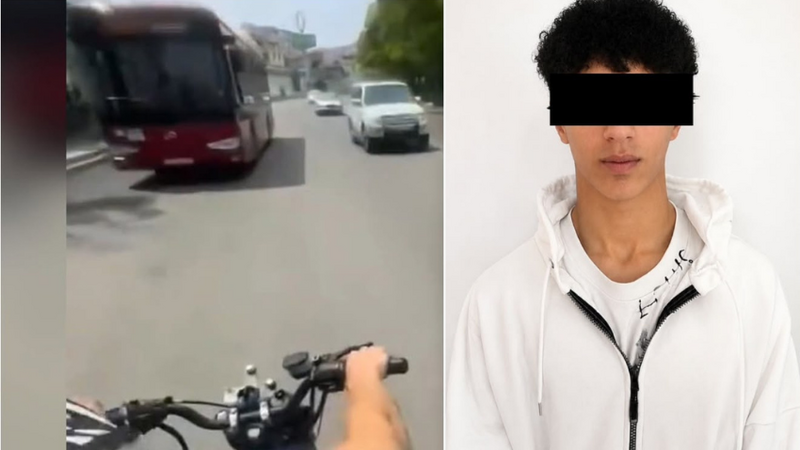 Bakıda qaydaları kobud pozan motosiklet sürücüsü saxlanıldı