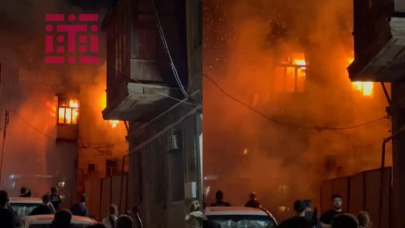 Bakının mərkəzində bina yanır - FOTO - VİDEO