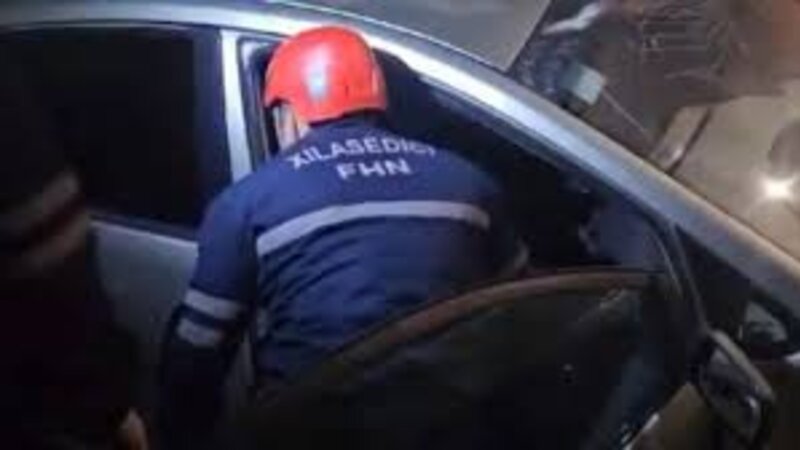Tərtərdə avtomobildə sıxılı vəziyyətdə qalan iki nəfər xilas edildi