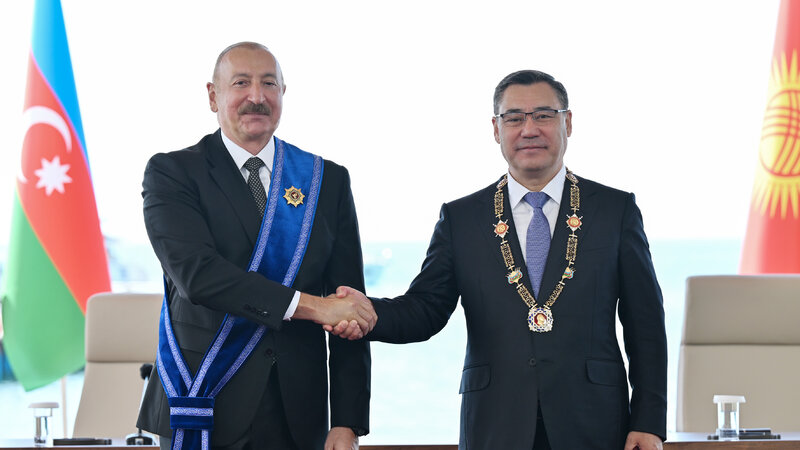 Azərbaycan və Qırğızıstan prezidentlərinin təltifolunma mərasimi keçirilib -
