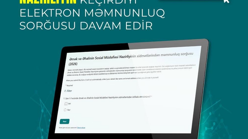 Nazirliyin xidmətləri ilə bağlı e-sorğu davam edir