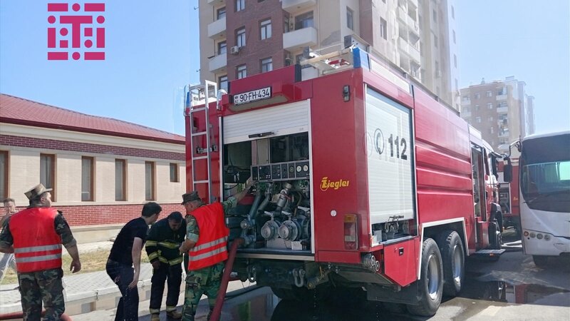 Mingəçevirdə 9 mərtəbəli binada yanğın baş verib -